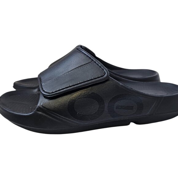 OOFOS Mens OOahh Sports Flex Slip On Slide Sandals, Comfort, Black, Size 10 - Picture 10 of 10
